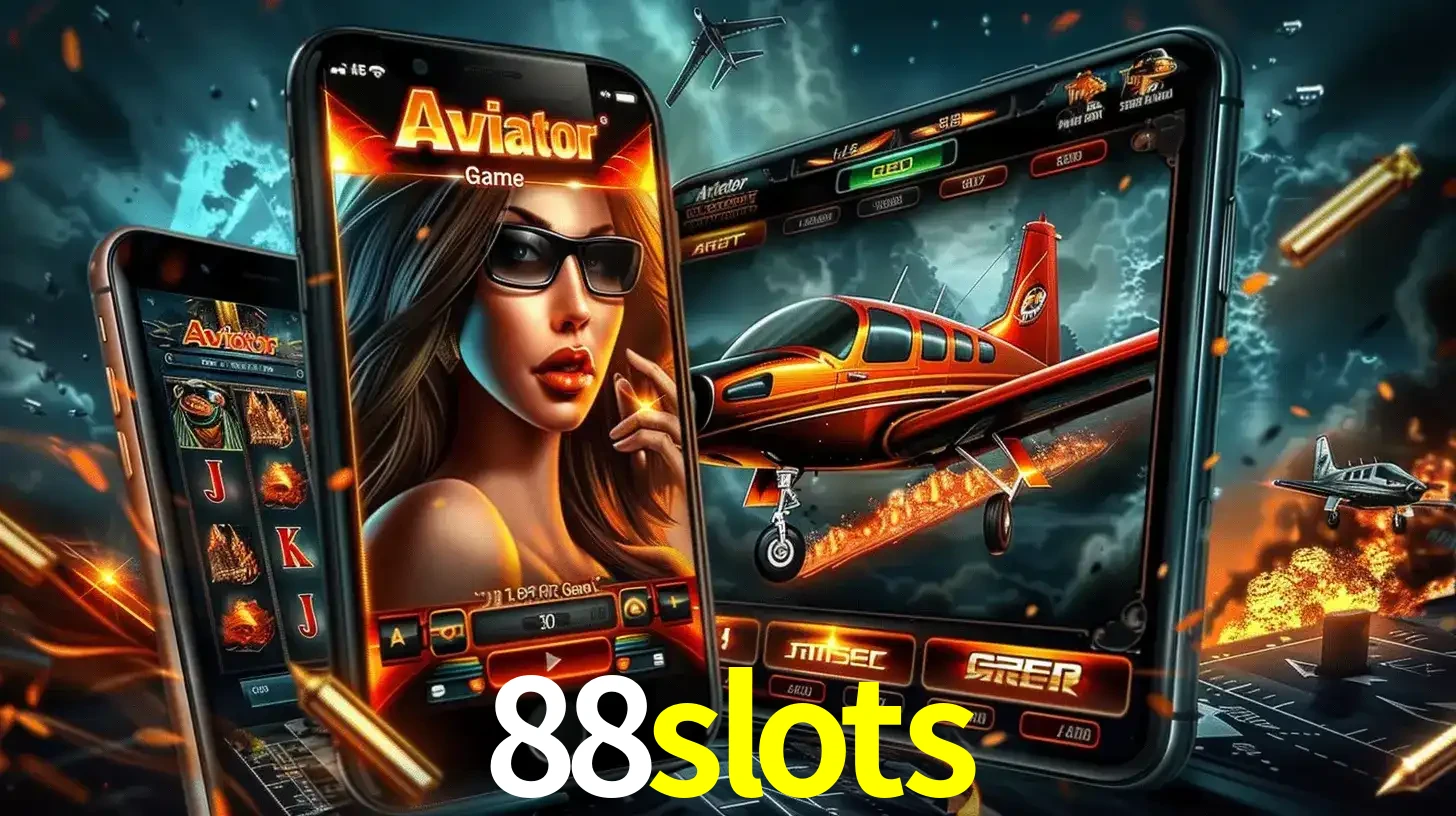 O popular jogo de apostas Aviator exibido em vários celulares e tablets, mostrando a interface emocionante e a ação de voo disponíveis para jogar agora no 88slots.